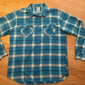SALOMON Mens XL Turquoise Aqua blue yellow Plaid L